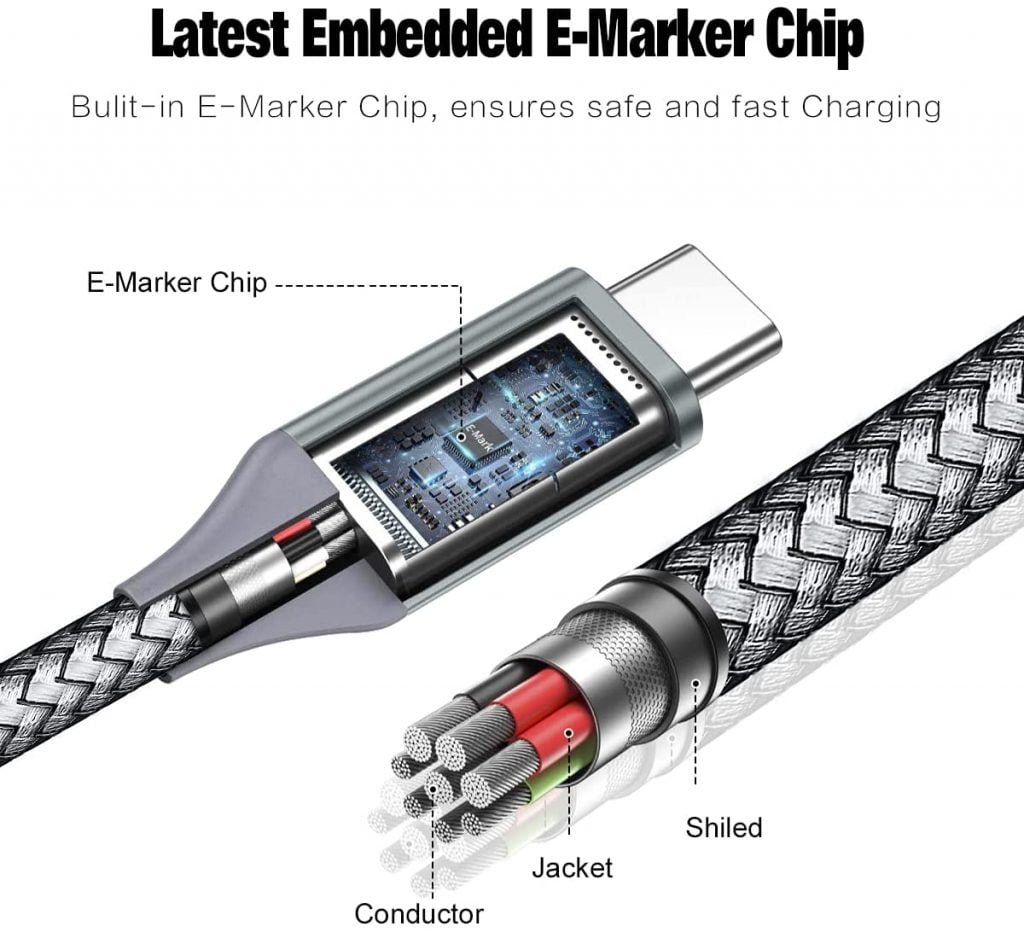 100W USB C to USB C Cable E-marker