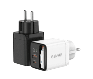 Integrated USB-C cable charger with multiple charging ports and power allocation display